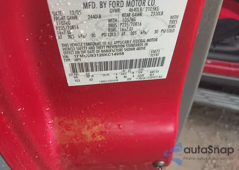 2006 Ford Escape Xlt/Xlt Sport from USA, damaged, VIN 1FMCU93126KC14958